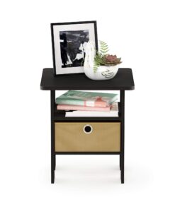Furinno Andrey End Table / Side Table / Night Stand / Bedside Table with Bin Drawer, Espresso/Brown 1-Pack, Center Bin 33 71KLxeGIML