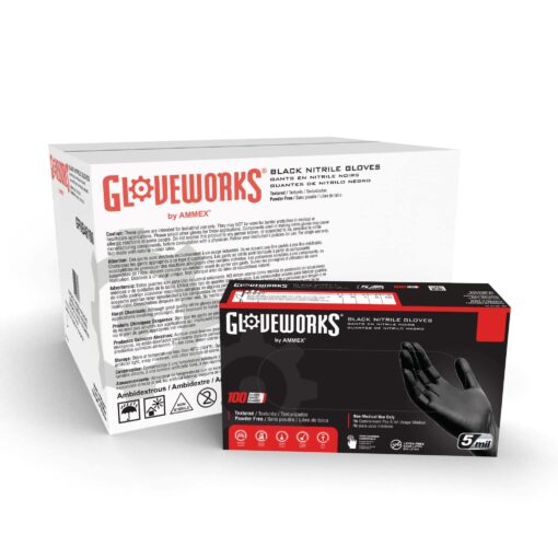 GLOVEWORKS Industrial Black Nitrile Gloves X-Large (Pack of 100)