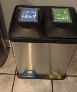 Organize It All Dual Compartment Step-On 8-Gallon (30 liter) Recycling Trash Can, Stainless Steel 36 71KMxam7SLL 1