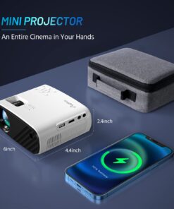 Mini Projector for iPhone, ELEPHAS 2023 Upgraded 1080P HD Projector, 8000L Portable Projector with Tripod and Carry Bag, Movie Projector Compatible with Android/iOS/Windows/TV Stick/HDMI/USB WhiteBlack 21 71KNCiTVpVL