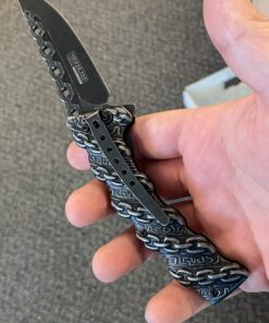 TAC FORCE Spring Assisted Folding Pocket Knife –Stonewashed Finish Stainless Steel Blade and Handle with Sculpted Chain Link Design, Includes Pocket Clip, Tactical, EDC, Rescue - TF-859 43 71KO1AhQ ML