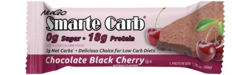 NuGo Smarte Carb Chocolate Black Cherry, 18g Protein, 0g Sugar, 2g Net Carbs, 150 Calorie, 12 Count