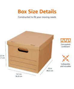Amazon Basics Medium Moving Boxes with Lid and Handles, 10 Pack, Brown, 19 x 14.5 x 15.5 inches 10-Pack 14 71KOavXxpfL