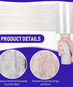 20 Pack Shrink Wrap Roll Plastic Stretch Wrap Film with Handle 5 Inch 800 Feet 80 Guage Thick Industrial Mini Clear Pallet Wrap Self-Adhering for Moving Packaging Packing Pallet Furniture Supplies 13 71KPLqd 7nL