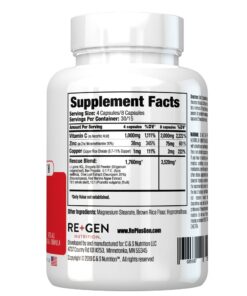 Re+Gen Nutrition H Rescue Immune Support Supplement for Adults, Capsules with Zinc, Vitamin C, L lysine Amino Acid & Oregano Oil for Immunity Health in Men & Women, 120 Capsules 9 71KQgchDUVL