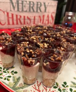 DLux 50 x 3 oz Mini Dessert Cups with Spoons, Shooter - Clear Plastic Parfait Appetizer Cup - Small Reusable Shot Glass for Tasting Party Shooters Desserts Appetizers - With Recipe Ebook 50 cups + 50 spoons 39 71KQkMD9NHL