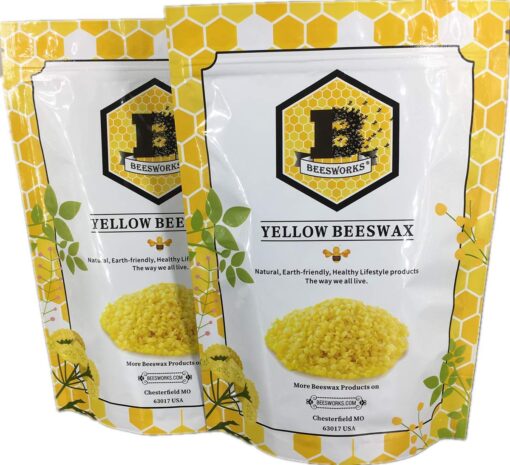 Beesworks Yellow Beeswax Pellets (1 lb) | 100% Pure, Cosmetic Grade, Triple-Filtered Beeswax for DIY Skin care, Lip Balm, Lotion, and Candle Making (Pack of 2) 1 Pound (Pack of 2)