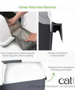 Catit Airsift Jumbo Hooded Cat Litter Pan, Warm Gray - Privacy and Easy Access for Cleaning - Ideal for Larger Cat Breeds or Multiple Cat Households 26 71KRbT93A3L
