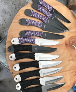 Perfect Point Throwing Knives – Set of 12 – 6 Satin Finish and 6 Black Stainless Steel Throwing Knives, Includes Nylon Sheath, Full Tang Construction, Well Balanced, – PAK-712-12 44 71KS6f5N5vL