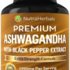 NUTRAHERBALS Ashwagandha Supplement Made with Premium Ashwaganda Root Powder 1200mg with Black Pepper Extract for Increased Absorption - 120 Vegi Capsules 10 71KTaHiQSTL