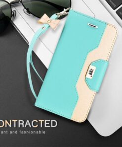 FYY Leather Case with Mirror for iPhone SE Case 2022 (3rd Gen)/iPhone SE Case 2020 (2nd Gen)/iPhone 7 Case/iPhone 8 Case 4.7",Wallet Flip Folio Phone Case with Mirror and Wrist Strap-Mint Green A-Mint Green 12 71KTowOAJFL 1