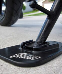 KiWAV Motorcycle Kickstand Pad Plate Support Accessory - Black - Soft Ground, Grass, Hot Pavement, Outdoor Parking, Anti Sinking 22 71KUwvlY02L
