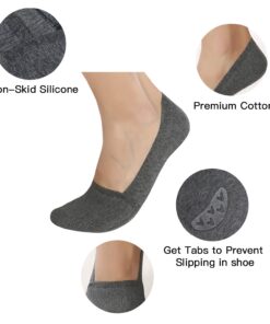 Alternative view of Joulli Mens No Show Socks Non-Slip Grips Casual Low Cut Boat Sock 6 Pack 6-11 Black, Grey, White