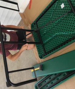 Norwood Commercial Furniture Blow- Molded Plastic Picnic Table, Green/Black, NOR-PTBM7260-6-10, 72"D x 57"W x 30"H 1-(Pack) 47 71KVT4xQ2ZL