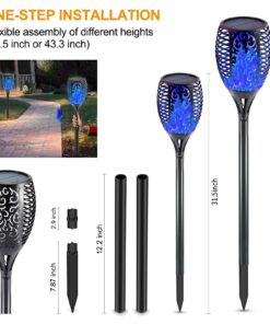 EOYIZW Solar Lights Outdoor 4 Pack, Premium 99 LEDs Solar Torch Light with Flickering Flame Outdoor Decor- IP65 Waterproof Solar Garden Lights for Halloween Decorations Yard Garden Porch Blue-4Pack 14 71KVeFnxkPL