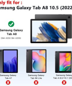 Alternative view of Herize Samsung Galaxy Tab A8 Case 10.5 Inch 2022 SM-X200/SM-X205/SM-X207 with Screen Protector Pencil Holder | Heavy Duty Durable Protective Case W/Stand Hand Shoulder Strap for Galaxy Tab A8 Black