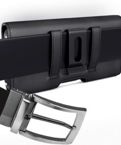 Bomea Holster for Galaxy S23, S22, S21, S20, S10, S9, S8, A01, A10e, Cell Phone Case with Belt Clip, ID Card Storage Pouch Holder Cover (Fits Samsung Phone with Otterbox Case on) Black Small 25 71KWFfGIQ0L