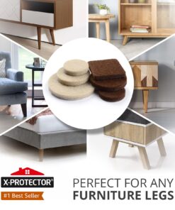 Felt Furniture Pads X-PROTECTOR 133 PCS Premium Furniture Pads - Felt Pads Furniture Feet Best Wood Floor Protectors - Protect Your Hardwood & Laminate Flooring! Brown and Beige 133 PCS Brown & Beige 26 71KWsbWI3RL