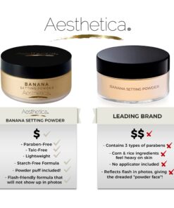 Aesthetica Banana Loose Setting Powder - Flash Friendly Superior Matte Finish Highlighter & Finishing Powder - Includes Velour Puff 33 71KYCy8h OL 2