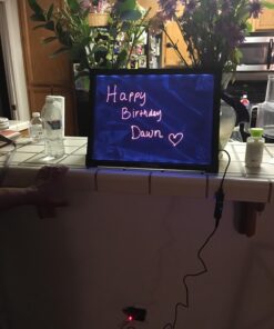 Woodsam Dry Erase Led Board - 16" x 12" Erasable Neon Writing Message Drawing Sign Board with 2 Liquid Chalk Markers for Home/Shop #1 16" X 12" 23 71KYXsSrqsL