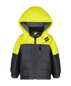 London Fog Boys' Big Active Puffer Jacket Winter Coat 10-12 Lime/Black 5 71KZGtPDgCL