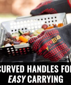 Grillaholics Grill Basket for Outdoor Grill - Durable Premium Stainless Steel Vegetable Grill Basket - XL Family Size BBQ Grill Basket - Perfect Grilling Accessories for Veggies, Fish, Shrimp & Kebabs 23 71KZZRG6mmL