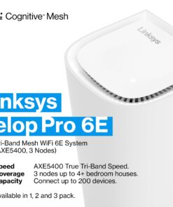 Alternative view of Linksys Velop Pro WiFi 6E Mesh System - Cognitive Mesh Router with 6 Ghz Band Access & 5.4 (AXE5400) Gbps True Gigabit Speed - Whole-Home Coverage up to 9,000 sq. ft. & 200+ Devices - 3 Pack
