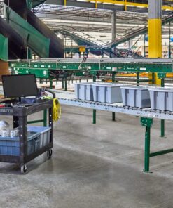 Rubbermaid Commercial Products 2-Shelf Utility/Service Cart, Medium, Lipped Shelves, Ergonomic Handle, 500 Lbs Capacity, for Warehouse/Garage/Cleaning/Manufacturing (FG452088BlA) Black 46 71KaizRSJFL