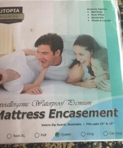 Utopia Bedding Premium Zippered Mattress Encasement (Fits 12 Inches Mattress, Queen) - Waterproof and Bed Bug Proof Mattress Protector - Six-Sided Mattress Cover 12" Deep 33 71Kc36T457L