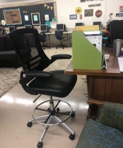 Modway Attainment Vinyl Drafting Chair - Drafting Stool With Flip-Up Arm in Black 49 71KcWIFwmVL