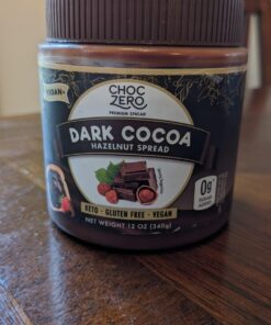 Vegan Cocoa Hazelnut Spread by ChocZero - Keto Friendly, Sugar Free Dessert and Keto Bread Topping - Low Carb Chocolate (1 jar, 12 oz) Dark Chocolate Hazelnut Spread 14 71KckYFo00L