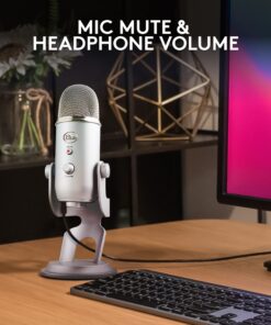 Logitech for Creators Blue Yeti USB Microphone for Gaming, Streaming, Podcasting, Twitch, YouTube, Discord, Recording for PC and Mac, 4 Polar Patterns, Studio Quality Sound, Plug & Play-Silver 30 71Ke1Xa9gFL