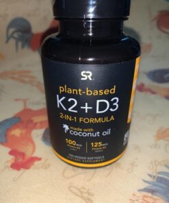 Sports Research Vitamin D3 + K2 with 5000iu of Plant-Based D3 & 100mcg of Vitamin K2 as MK-7 - Vegan Certified & Non-GMO Verified - 120 Softgels 120 Count (Pack of 1) 34 71KgOcLbjgL