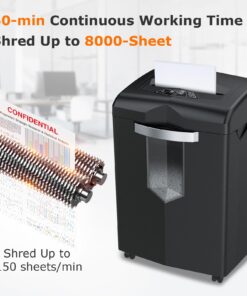 Bonsaii Heavy Duty Paper Shredder, 24 Sheet 60 Mins Large Office Crosscut Shredder for Commercial Use, Anti-Jam System & P-4 High Security Supports CD/Credit Cards/Staples, 7 Gal Pullout Bin C144-D 12 71KgSkWarzL