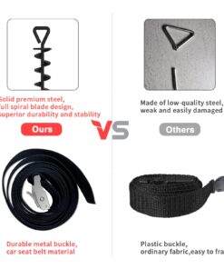 Eurmax USA Trampoline Stakes Heavy Duty Trampoline Parts Steel Stakes Anchor Kit for Trampolines Canopy Anchor Dog Tie Out Stakes -Set of 4 Bonus 4 Strong Belt Black 16 71KhLf4r8KL