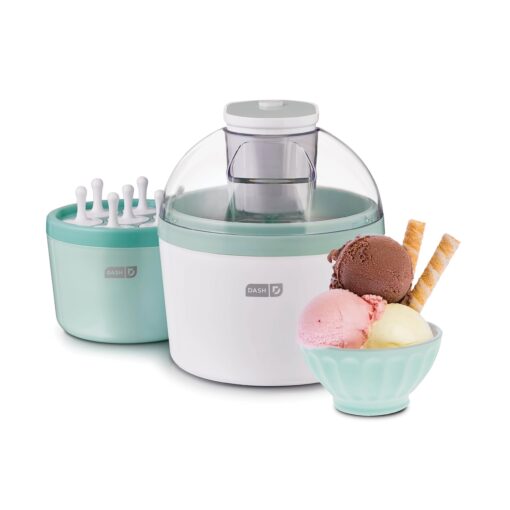 DASH Everyday Ice Cream Maker for Gelato, Sorbet, Frozen Yogurt + Ice Pops, with Mixing Bowl & Ice Pop Molds + Recipe Book, 1 Quart - Aqua