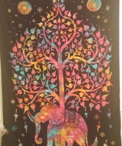 Marubhumi Psychedelic Mandala Hippy Tie Dye Tree of Life Room Decorations Tapestry Wall Hanging Tapestries (Multi Black, Twin Size, 85 x 55 Inch) Multi Black 33 71KirTuJjiL