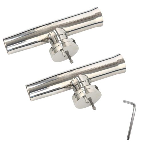 Amarine Made (2x) Stainless Tournament Style Clamp on Fishing Rod Holder for Rails 1-1/4" to 2"