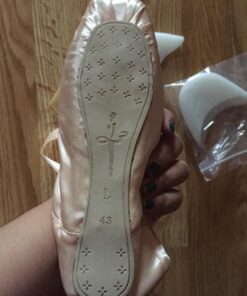 KUKOME Ballet Dance Shoes Pink Satin Pointe Shoes with Ribbon and Toe Pads for Ladies 9 35 71Kk5B9J0YL