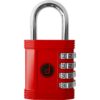 Padlock 4 Digit Combination Lock - for Gym School Locker, Outdoor Gate, Shed, Fence, and Storage - Weatherproof Metal - Keyless, Easy to Set, Resettable - Red 64 71Kl2yNkbDL