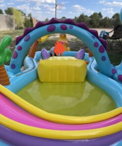 Intex Dinoland Inflatable Dinosaur Swimming Pool Kiddie Play Center with Water Slide, Dino Arch Water Sprayer, and Games for Ages 2 and Up, Multicolor 1 45 71Kldf4UocL