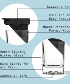 Alternative view of Corkcicle Premium 9 oz Double Old Fashioned Whiskey Glass with Silicone Ice Mold, Perfect for Chilling Whiskey, Bourbon, Tequila, Scotch, Mocktails, Original Whiskey Wedge, Holiday Gifts