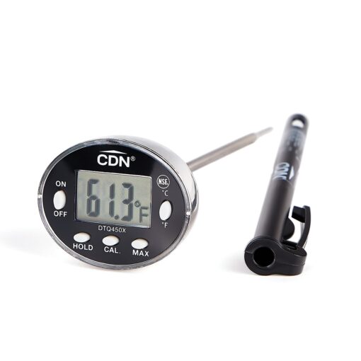 CDN ProAccurate® Waterproof Digital Thermometer with Protective Sheath, Easy to Read Display, 5" Stem with Thin Tip Probe, Black Display (DTQ450X) 1 EA