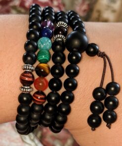 COAI 108 Japa Mala 7 Chakra Stone Wrap Bracelet Necklace Matte Onyx 37 71Knzx Q6NL