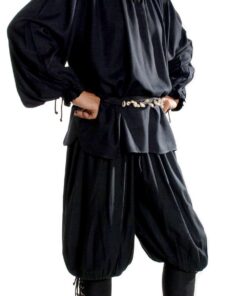ThePirateDressing Medieval Renaissance Pirate Captain Cottuy Pants Costume Small-Medium Black Rayon Fabric (Design# 1015)