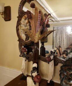 Deco 79 Polystone Woman Standing African Sculpture with Red Water Pots and Black Base, Set of 2 16"H, 4"W, Cream 41 71KpaHgvLL