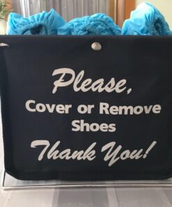 Foldable Shoe Cover Holder (Blue) with Bonus: Please Use Shoe Covers, Double Sided, Door Hanger Blue 32 71KpnIl dPL