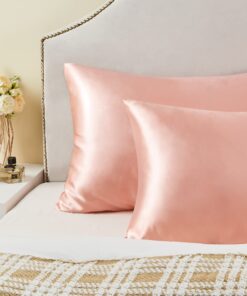 BEDELITE Satin Silk Pillowcase for Hair and Skin, Coral Pillow Cases Standard Size Set of 2 Pack, Super Soft Pillow Case with Envelope Closure (20x26 Inches) Standard (20" x 26") 23 71Kqnpf4F1L