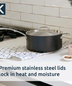 Kitchara Hard Anodized Non Stick Cookware Set - Nonstick, Oven Safe & Non Toxic Pots and Pans - Professional Chef Quality 10 Piece Set with with Frying Pans, Saucepans, Saute Pan, and Stockpot Non Stick Hard Anodized Aluminum 15 71KrWWcTgL