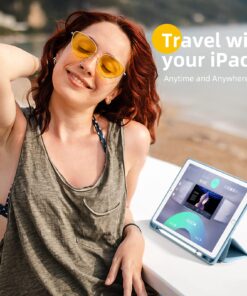 Alternative view of Akkerds Case Compatible with iPad 10.2 Inch 2021/2020 iPad 9th/8th Generation & 2019 iPad 7th Generation with Pencil Holder, Protective Case with Soft TPU Back, Auto Sleep/Wake Cover, Sky Blue